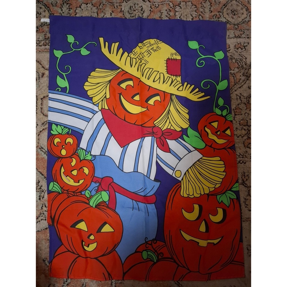 VNTG 1994 National Homecraft Halloween Scarecrow Pumpkin Garden Pole Flag
